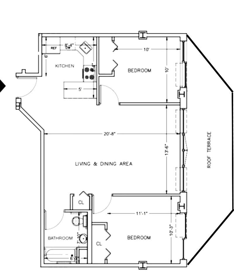 Floorplan for 65 Park Place, 2C