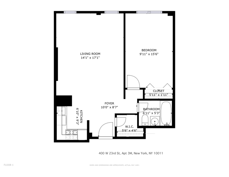 Floorplan for 400 West 23rd Street, 3M