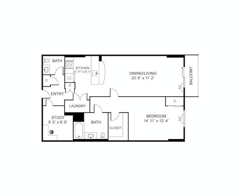 Floorplan for 3312 Hudson Ave, 11E