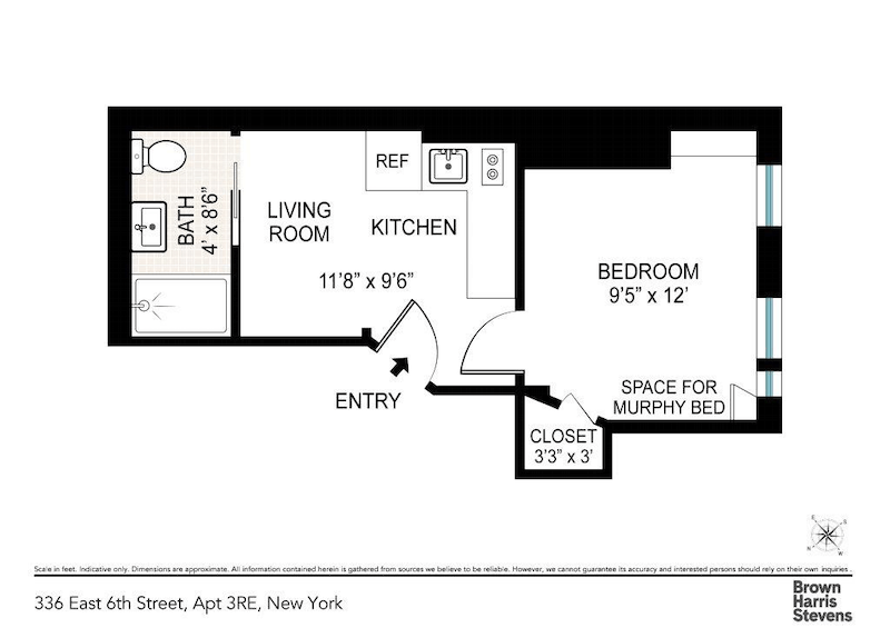 Floorplan for 336 East 6th Street, 3RE
