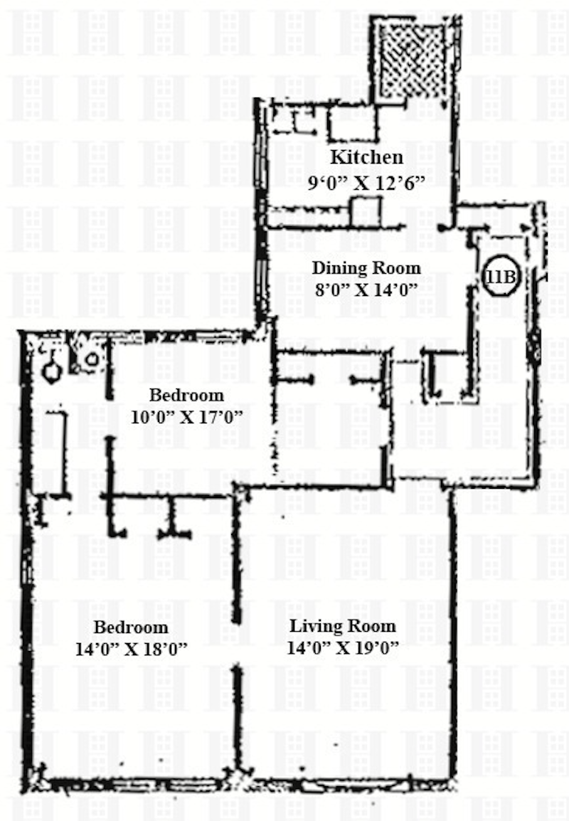 Floorplan for 260 West 72nd Street, 11B