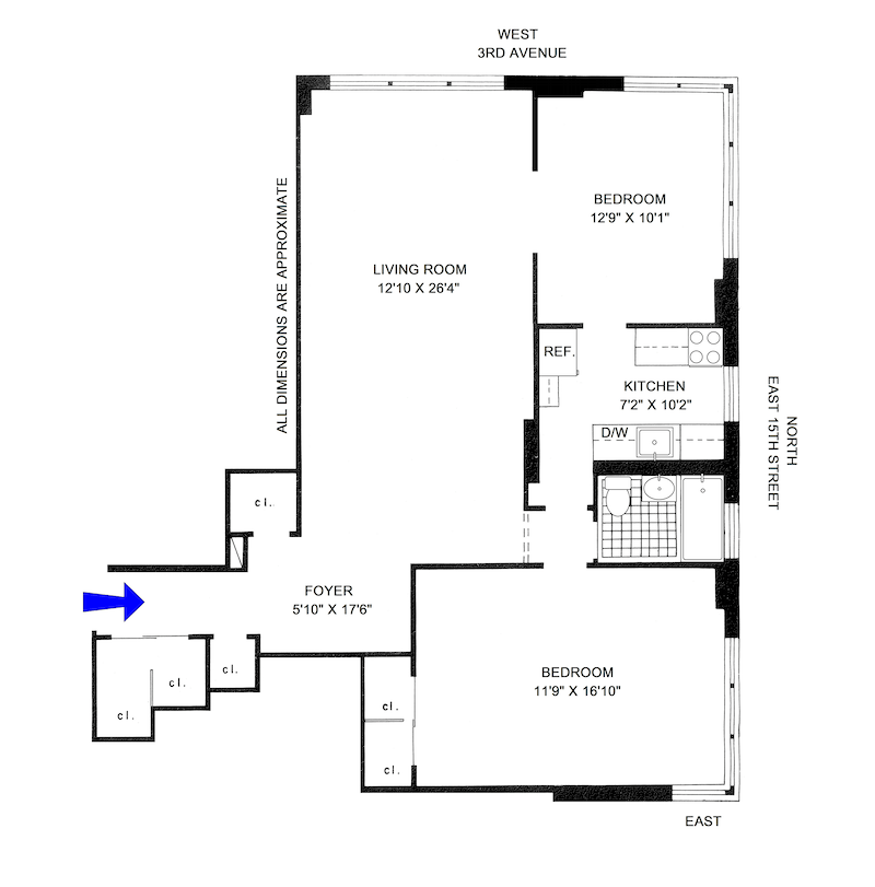 Floorplan for 200 East 15th Street, 2H