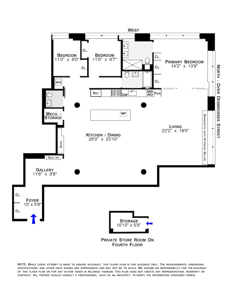 Floorplan for 195 Hudson Street, 4A
