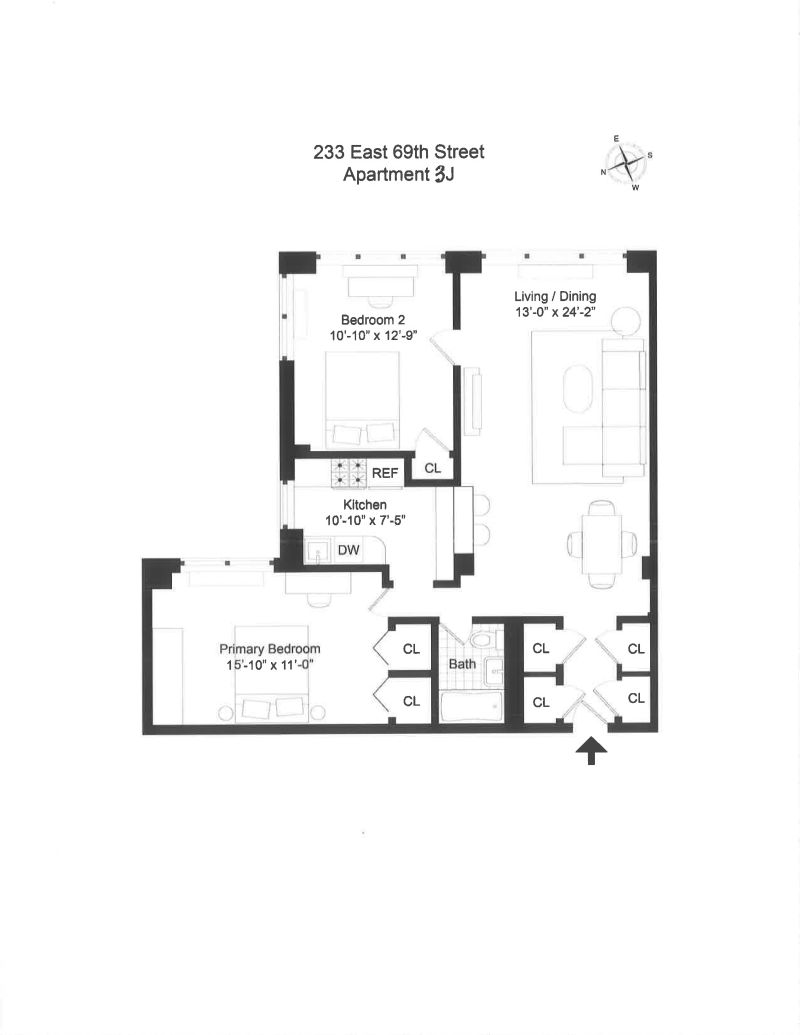 Floorplan for 233 East 69th Street, 3J