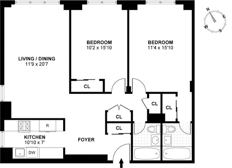 Floorplan for 340 East 80th Street, 19D