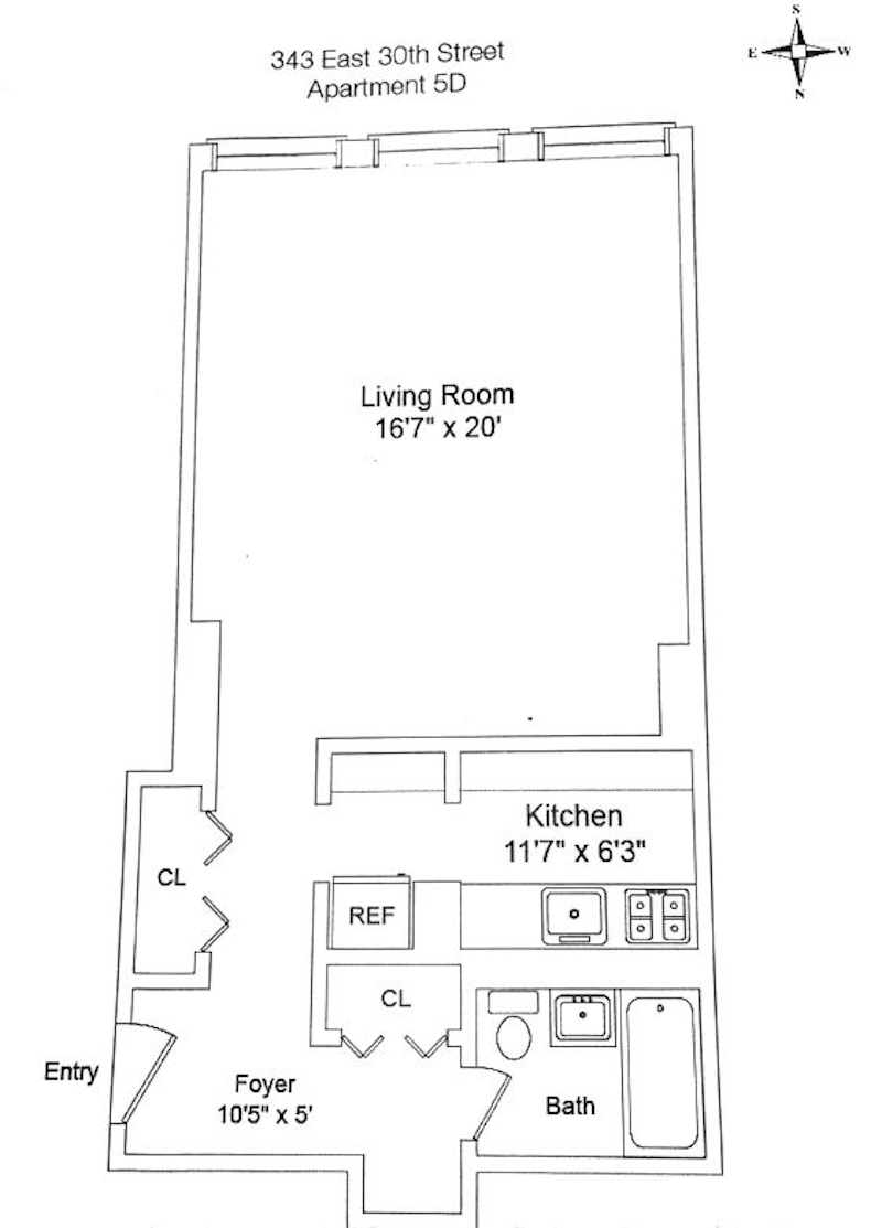 Floorplan for 343 East 30th Street, 5D