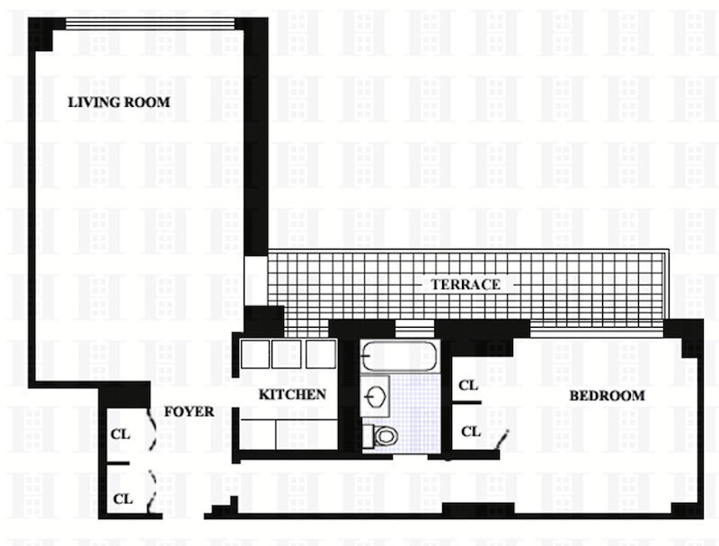 Floorplan for 57th/5th No Fee 1 Bedroom Large Terrace