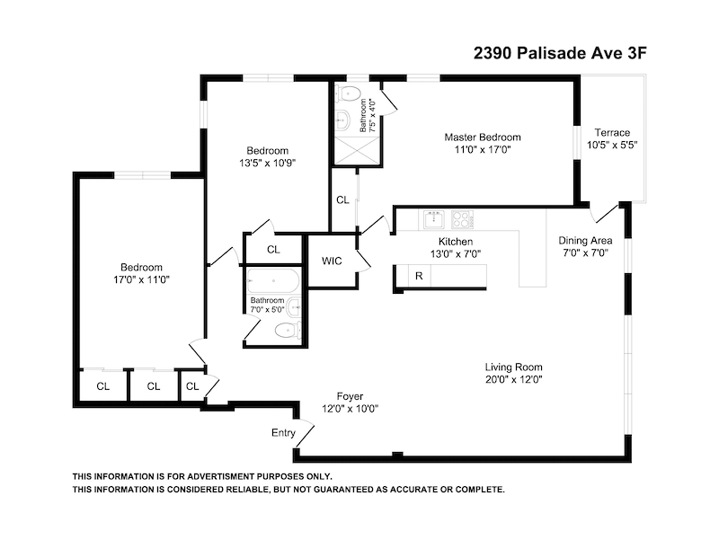 Floorplan for 2390 Palisade Avenue, 3F