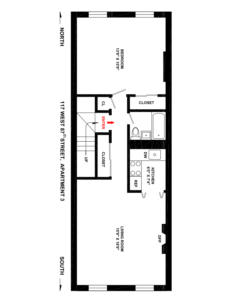 Floorplan for 117 West 87th Street, 3