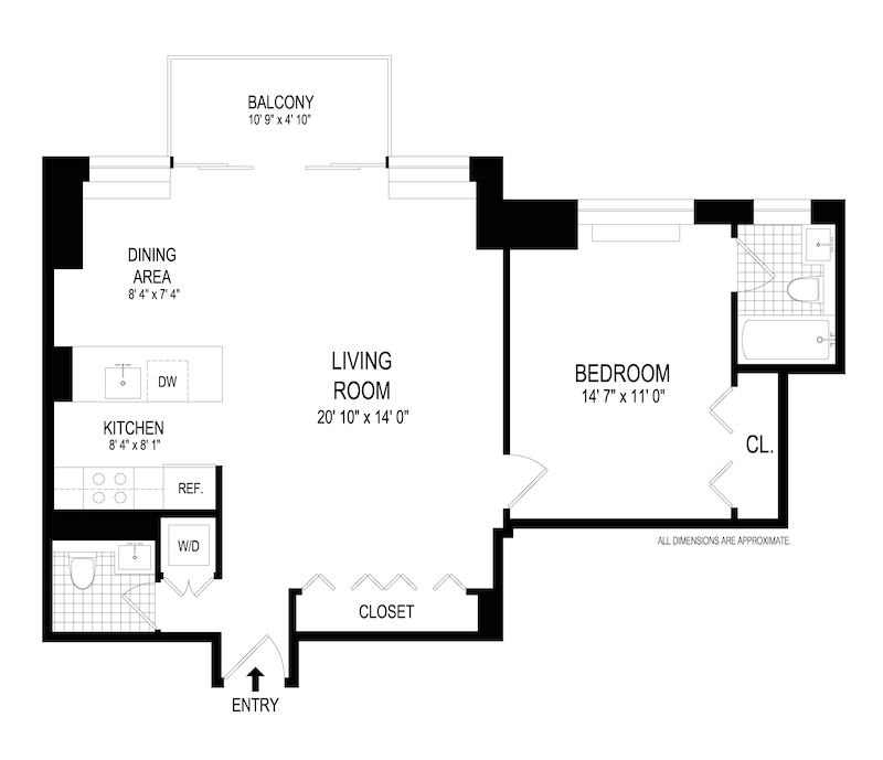 Floorplan for 161 West 61st Street, 14E