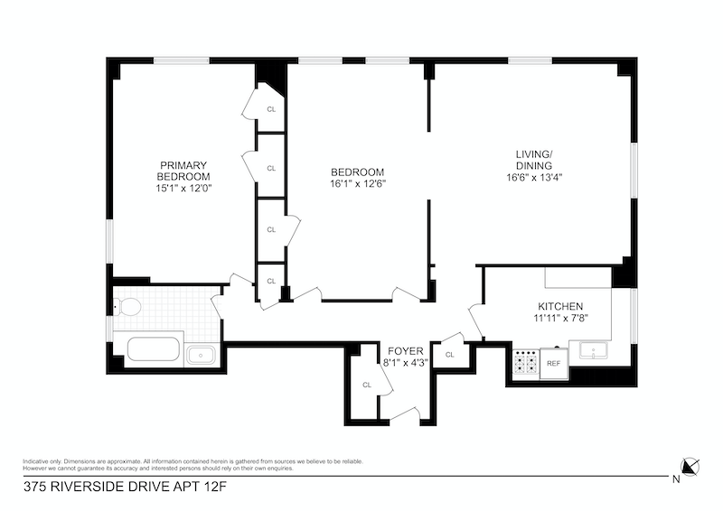 Floorplan for 375 Riverside Drive, 12F