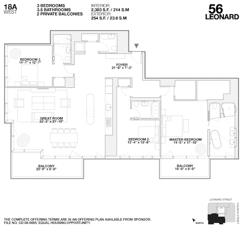 Floorplan for 56 Leonard Street, 18AW