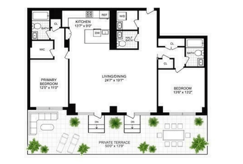 Floorplan for 301 West 53rd Street, 2IJ