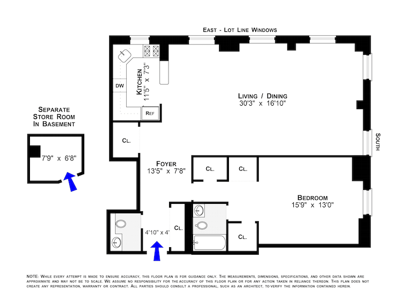 Floorplan for 340 West 55th Street, 1A