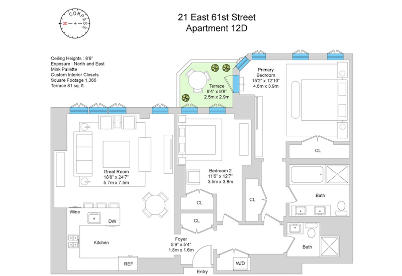 Floorplan for 21 East 61st Street, 12D