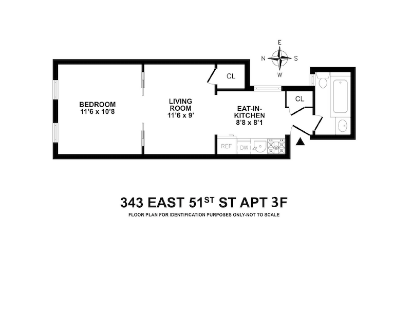 Floorplan for 343 East 51st Street, 3F