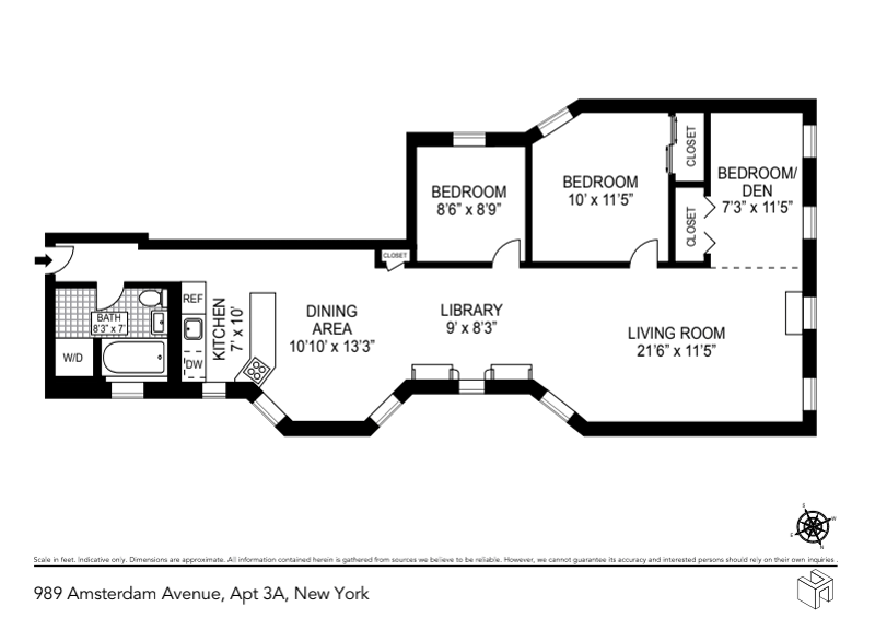 Floorplan for 989 Amsterdam Avenue, 3A
