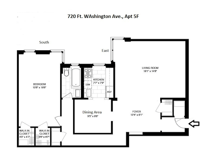 Floorplan for 720 Ft Washington Avenue, 5F