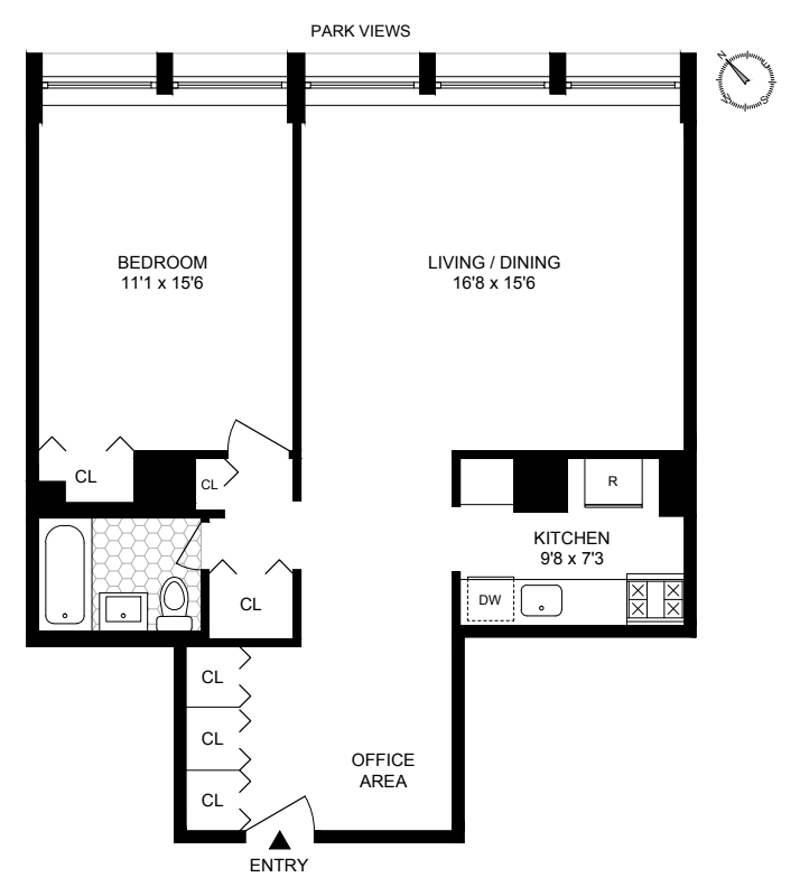 Floorplan for 333 East 30th Street, 1P
