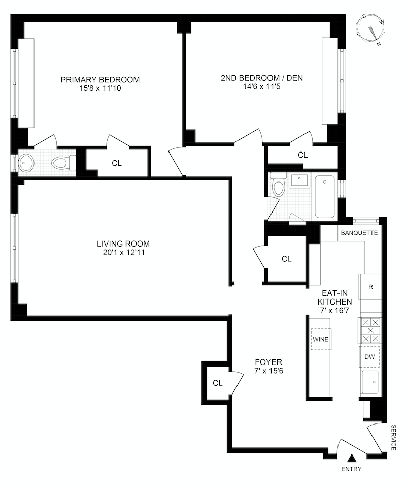 Floorplan for 410 Central Park West, 16B