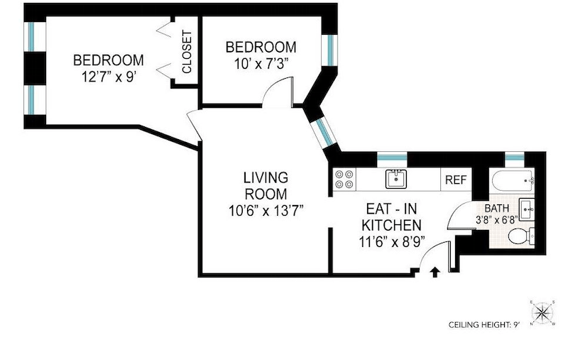 Floorplan for 411 West 44th Street, 3