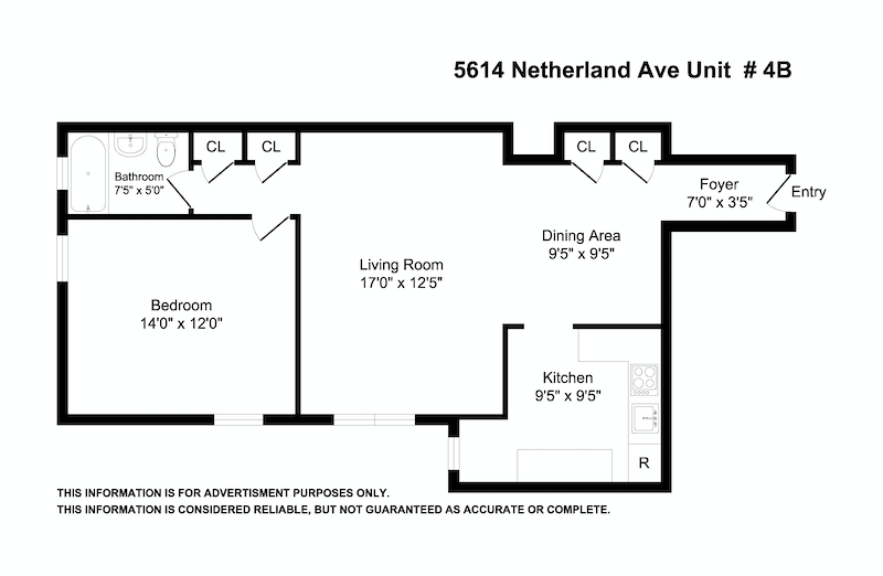 Floorplan for 5614 Netherland Avenue, 4B