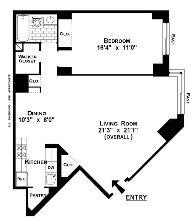 Floorplan for 225 West 83rd Street, 5A