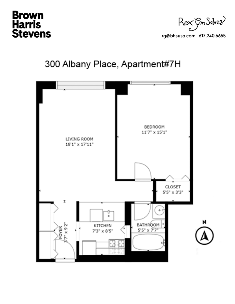 Floorplan for 300 Albany Street, 7H