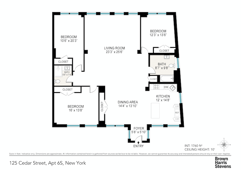 Floorplan for 125 Cedar Street, 6S