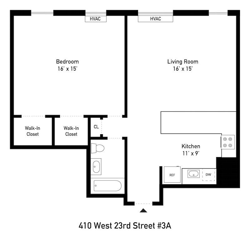 Floorplan for 410 West 23rd Street, 3A