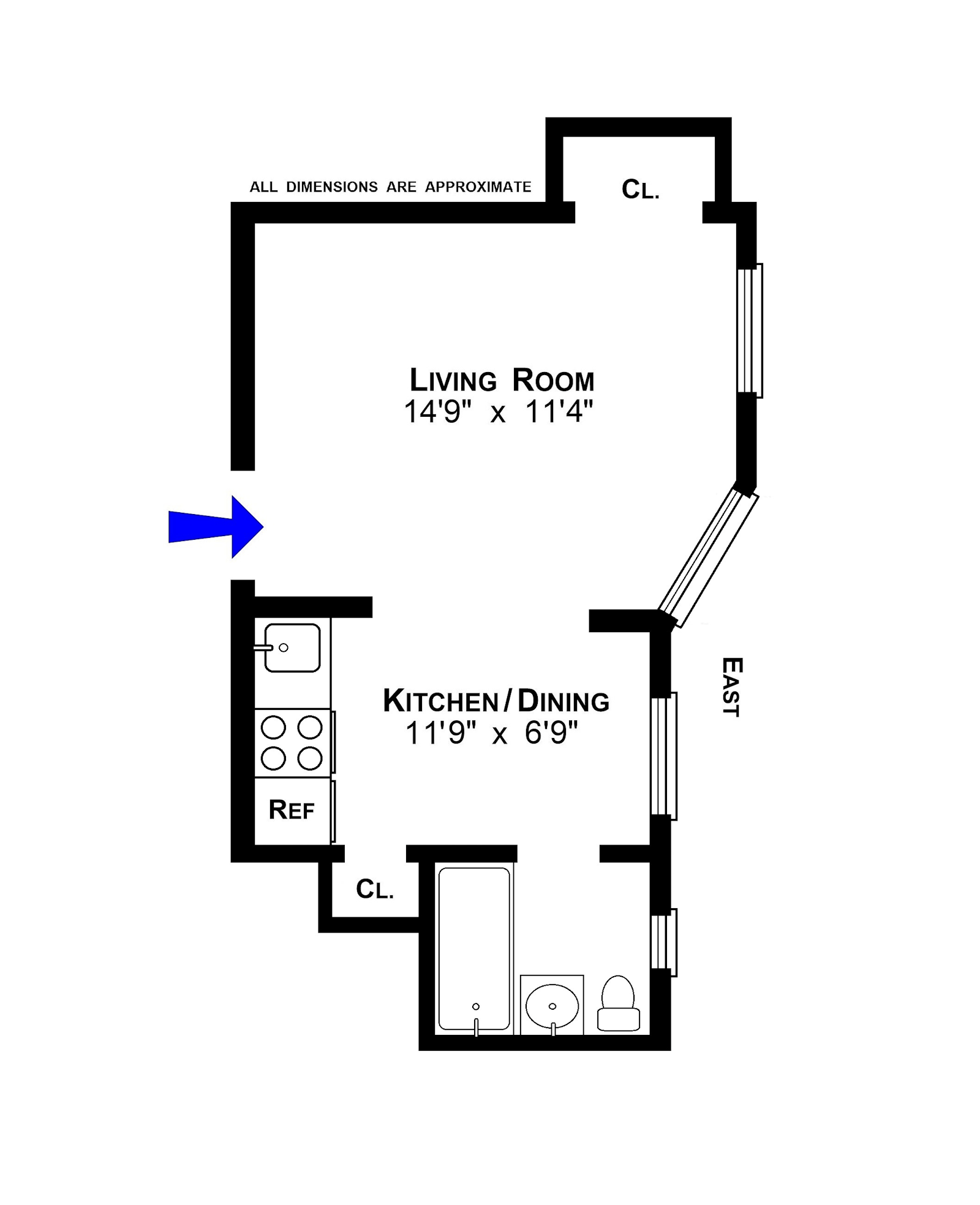 Floorplan for 245 West 75th Street, 6H