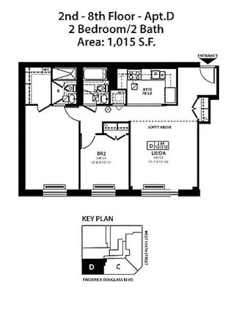 Floorplan for 2110 Frederick Douglass, 8D