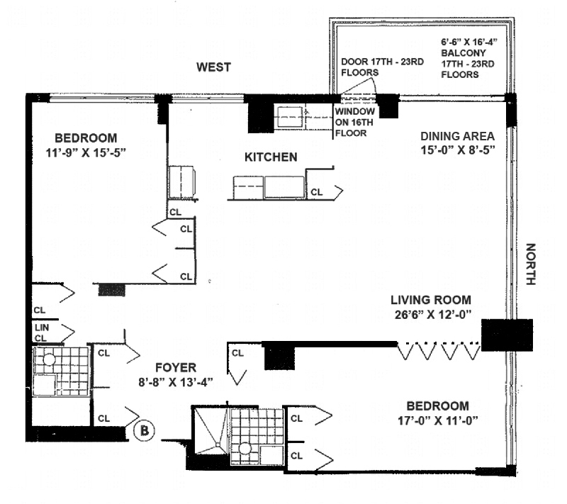 Floorplan for 15 West 72nd Street, 17B