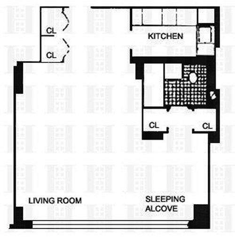 Floorplan for 57th/5th Huge Alcove Studio