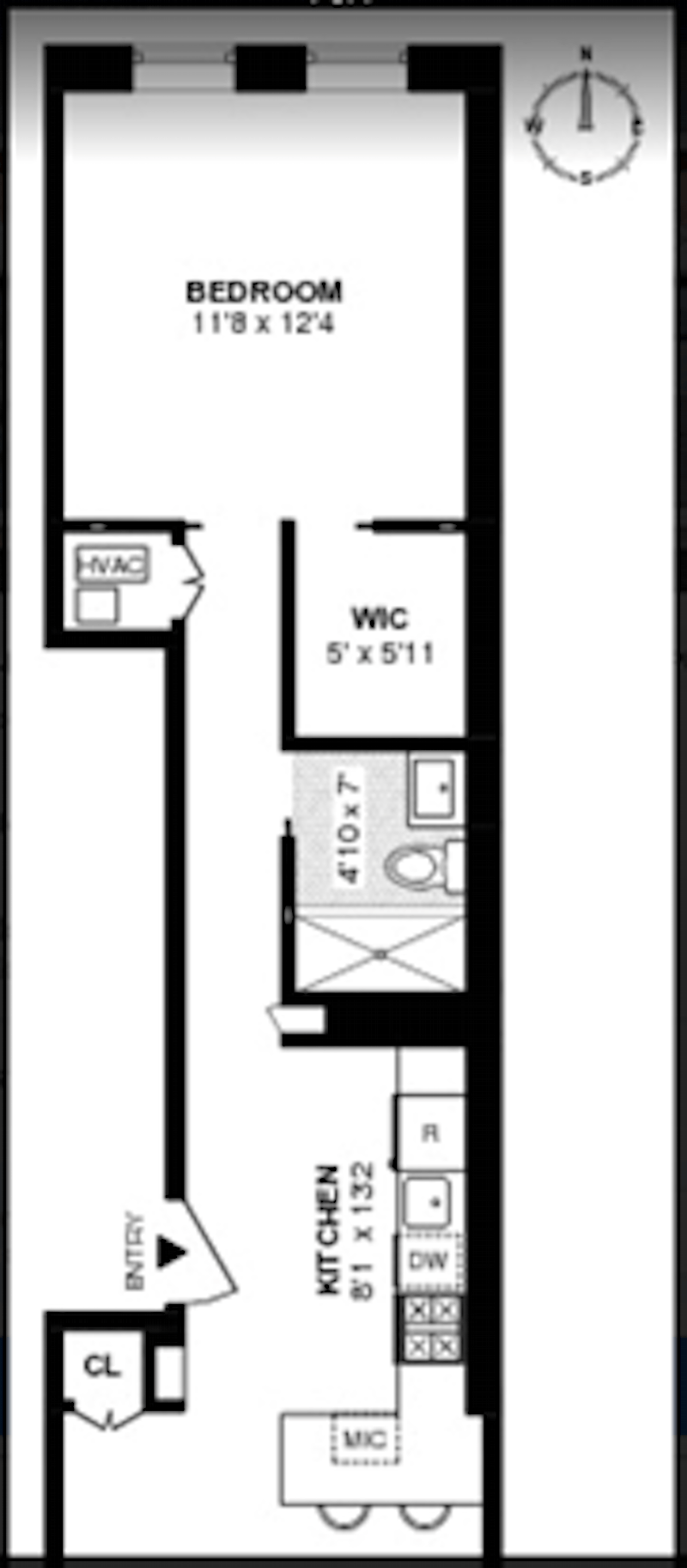Floorplan for 419 West 48th Street, 3E