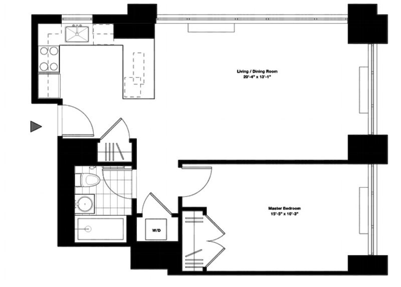 Floorplan for 322 West 57th Street, 26H