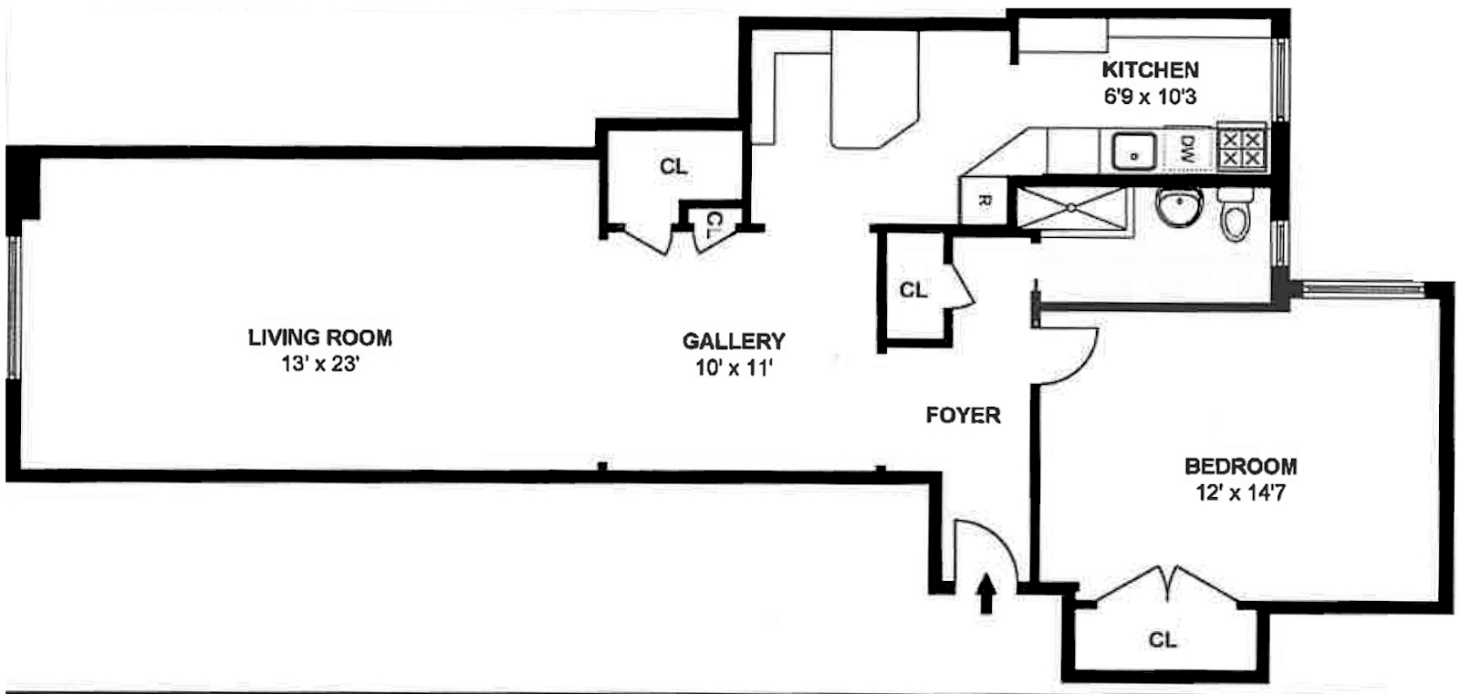 Floorplan for 357 West 55th Street, 5L
