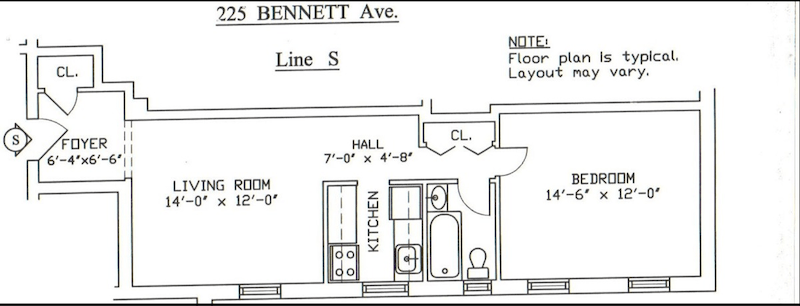 Floorplan for 225 Bennett Avenue, 5S