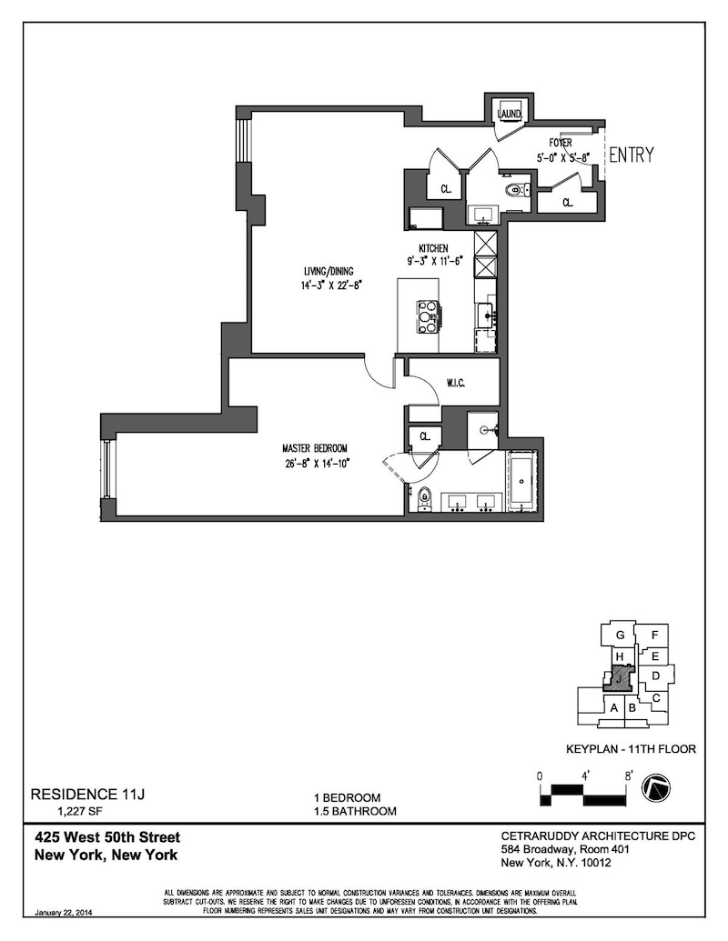 Floorplan for 425 West 50th Street, 11J