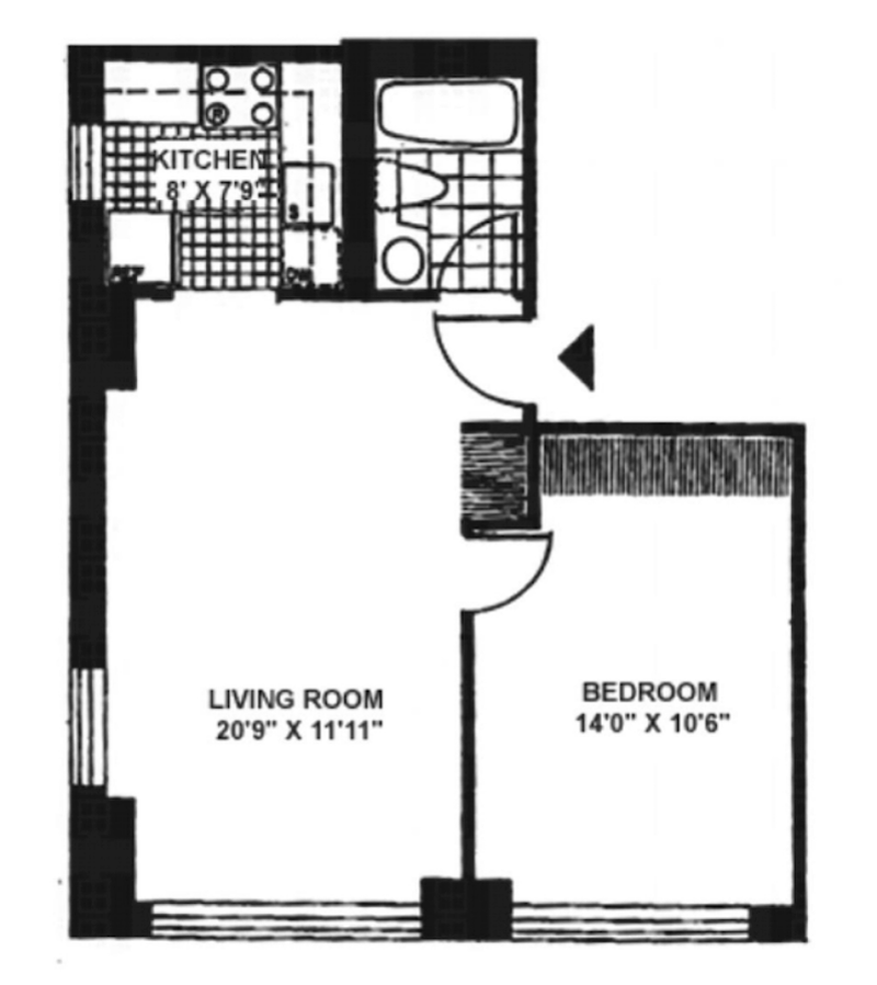 Floorplan for 236 East 47th Street, 25C