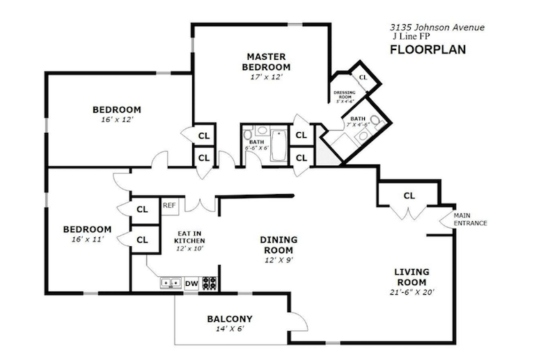 Floorplan for 3135 Johnson Avenue, 12J