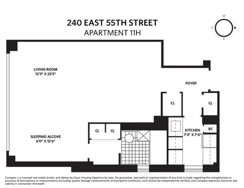 Floorplan for 240 East 55th Street, 11H