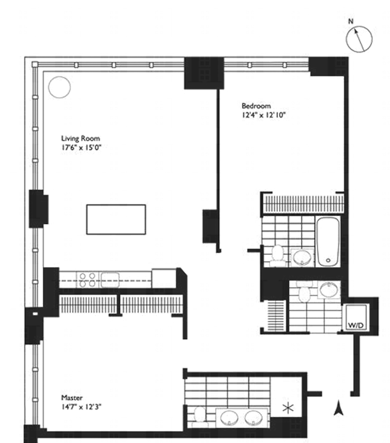 Floorplan for 310 West 52nd Street, 39H