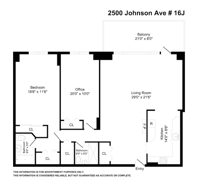 Floorplan for 2500 Johnson Avenue, 16J