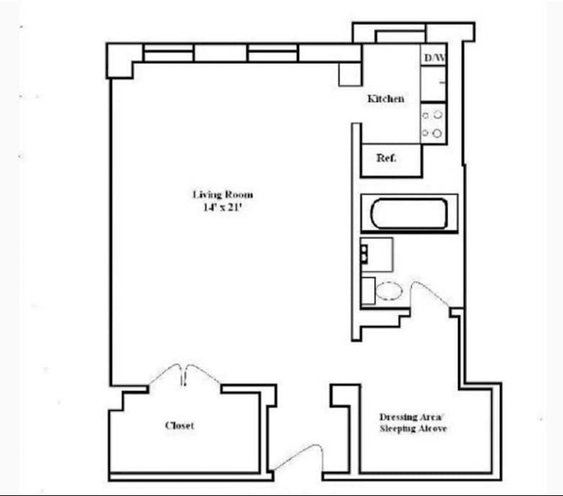 Floorplan for 333 West 56th Street, 6L