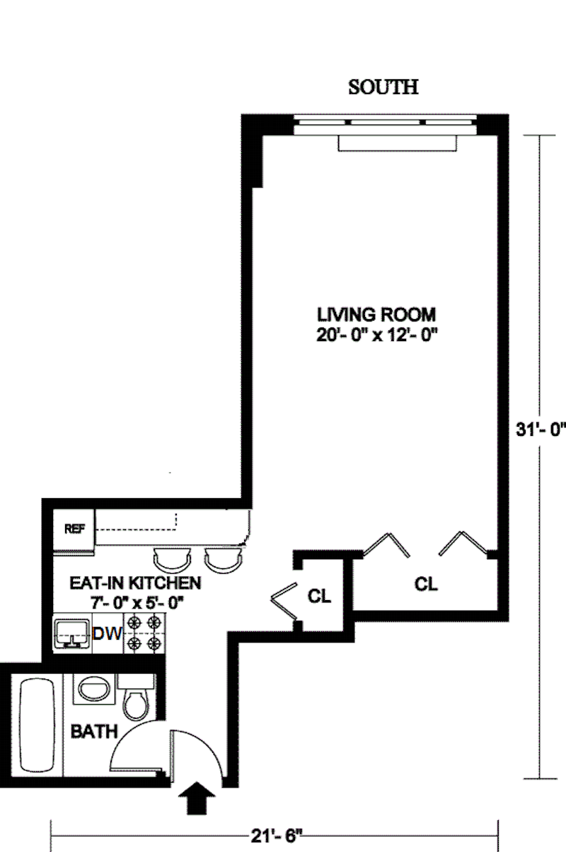 Floorplan for 430 West 34th Street, 14L