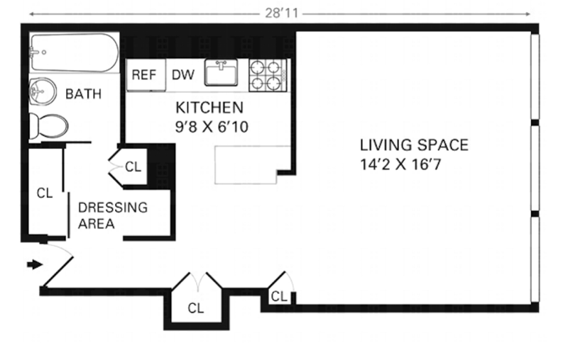 Floorplan for 343 East 30th Street, 6E