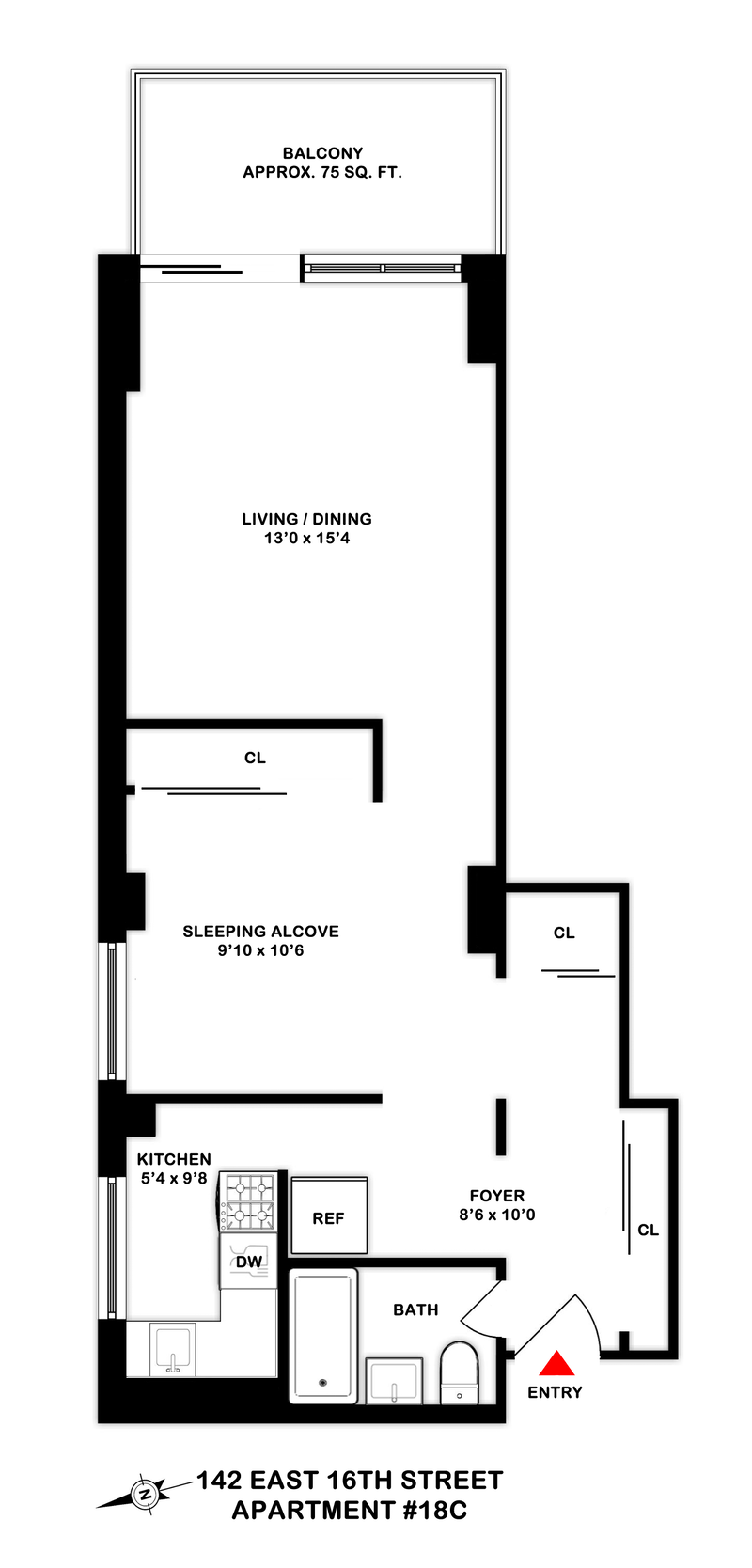 Floorplan for 142 East 16th Street, 18C