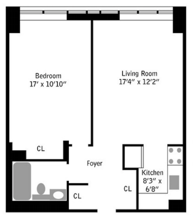 Floorplan for 301 West 110th Street, 8B