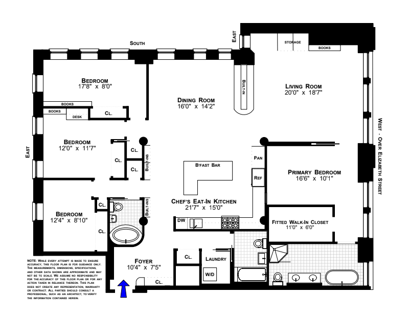 Floorplan for 10 Bleecker Street, 3F